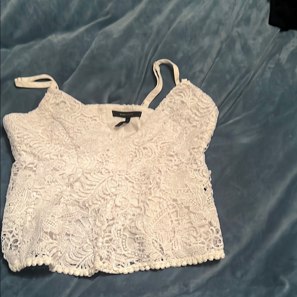 BCBGMAXAZRIA Women's Elegant Sleeveless Lace Cropped Corset Top Small